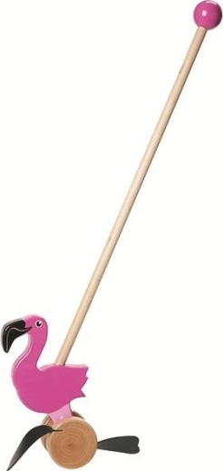 dřevěné tlačítko flamingo na tyči nature planet