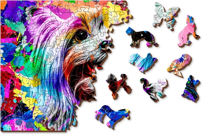 Dřevěné puzzle Pop Art Jorkšírský teriér od Wooden City