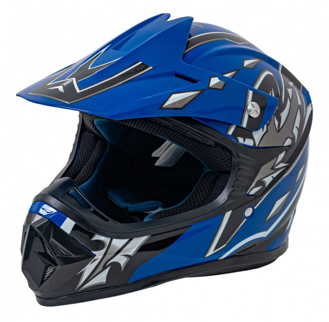 Modrý motocyklový helma Enduro