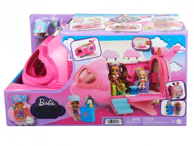 Růžový letoun Barbie Extra Fly Minis s loutkou pilotkou