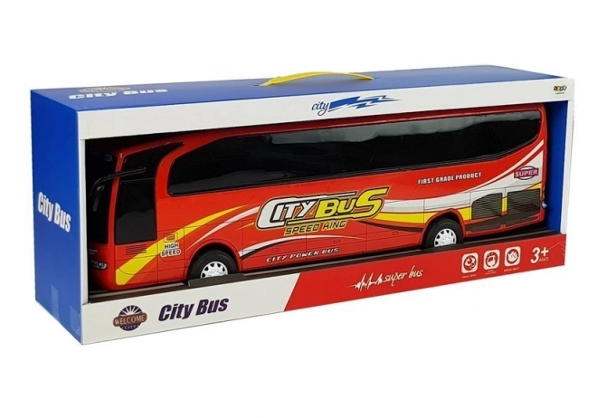 Červený městský autobus 54 cm