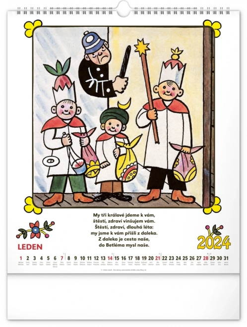 Nástěnný kalendář Josef Lada – Říkadla 2024, 30 × 34 cm