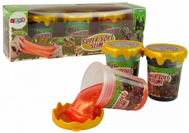 DIY Glitter Slime Dinosauři měkké 3 barvy