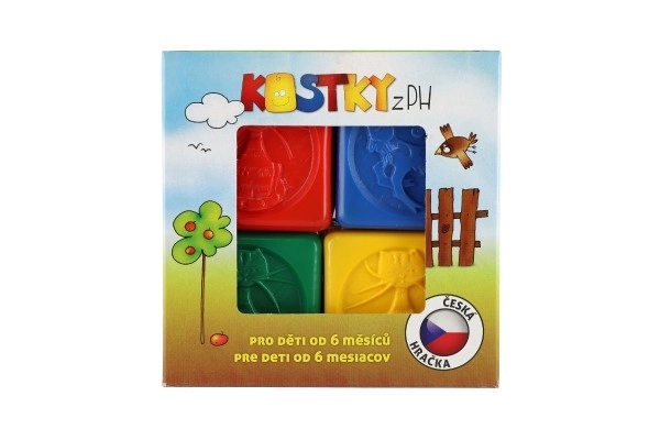 Barevné plastové kostky pro děti se zvířátky, sada 8 ks