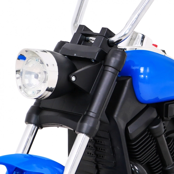 Dětská bateriová motorka Chopper V-Max + klakson Melodies + světla + pomocná kolečka – Modrá