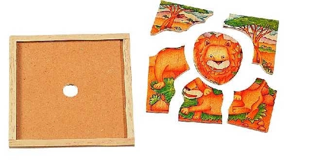 Dřevěné puzzle lev z edice Safari
