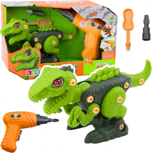 Zelený DIY dinosaurus s vrtačkou