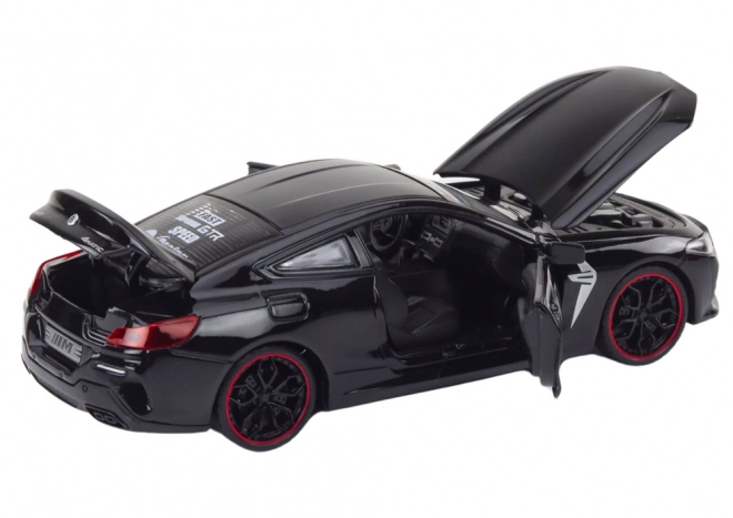 Kovové sportovní auto s třecím pohonem a otevíracími prvky 1:24 černé
