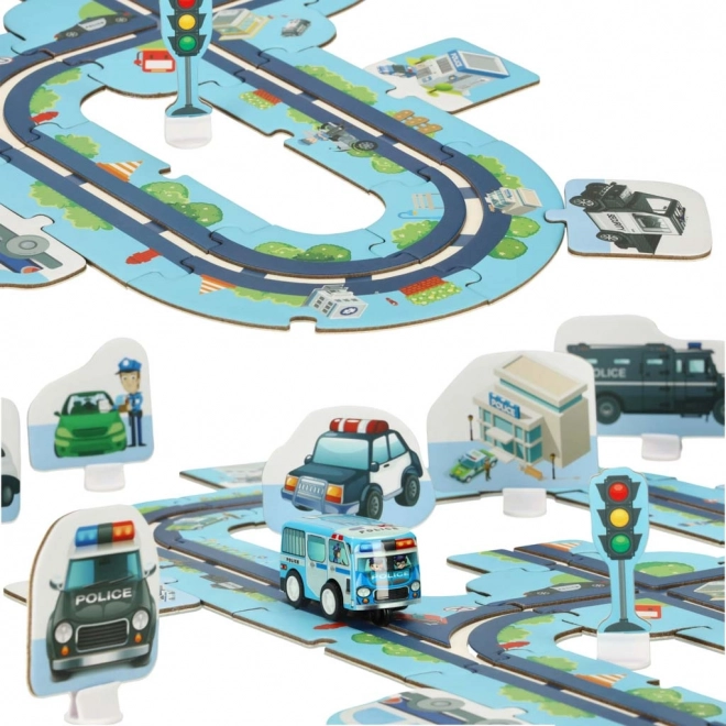 Autodráha puzzle policie 47 dílků