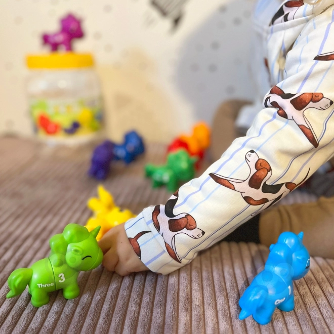 Montessori sada pro učení čísel a barev Jednorožci
