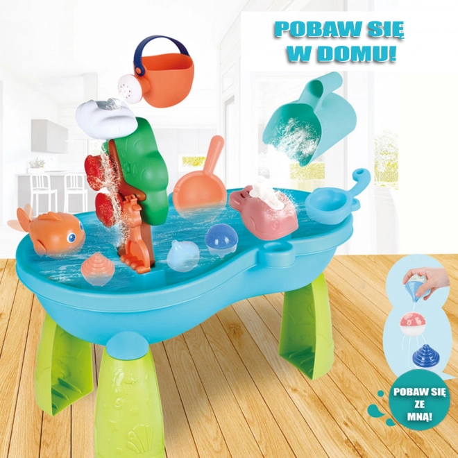 Dětský vodní stůl 2v1 s pískovištěm a vodopádem WOOPIE