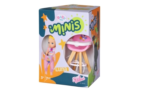 BABY born Minis Sada s jídelní židličkou a panenkou TV