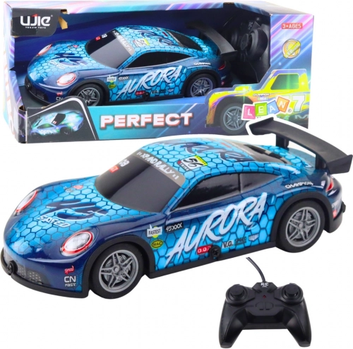 RC závodní auto se svítící karoserií, modré