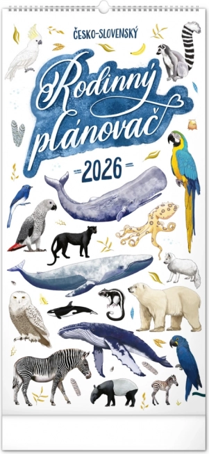 Nástěnný kalendář Rodinný plánovací 2026 s ilustracemi Animalium