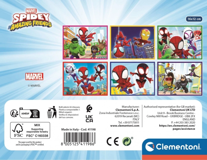CLEMENTONI Obrázkové kostky Spidey a jeho úžasní přátelé, 12 kostek