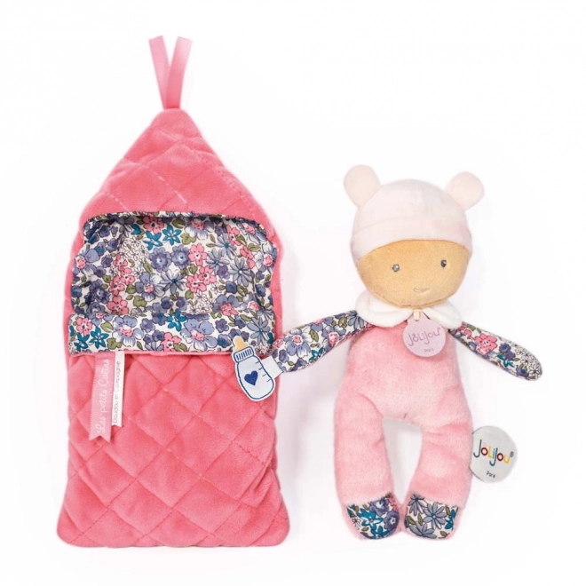 Doudou Jolijou Miminko v navlékací peřince 20 cm – růžové
