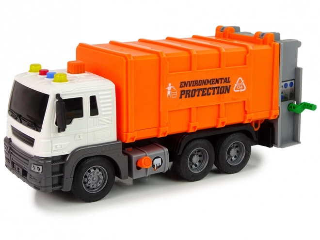 Popelářský vůz s třecím pohonem Zvukové efekty Oranžový 1:16 recyklace