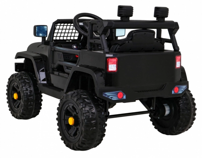 Mașină pe baterii Jeep Dark Night pentru copii + pornire lentă + EVA + LED audio – Černé