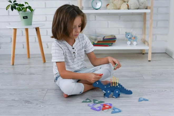 Dřevěný dinosaurus s číselnými puzzly