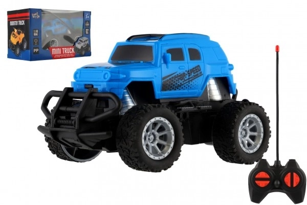 Avto RC mini tovornjak plast 12cm 27MHz na baterije s svetlobami v škatli 18x11,5x10cm – Modré