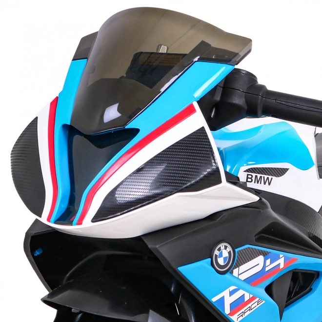 BMW HP4 Dětská motorka na baterie Modrá + 3 kola + LED + MP3 USB + Eko kůže