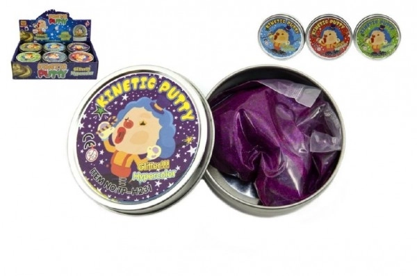 Hmota/modelína 50g inteligentní třpytivá glitter 8cm asst mix barev v plechové krabičce 12ks v boxu