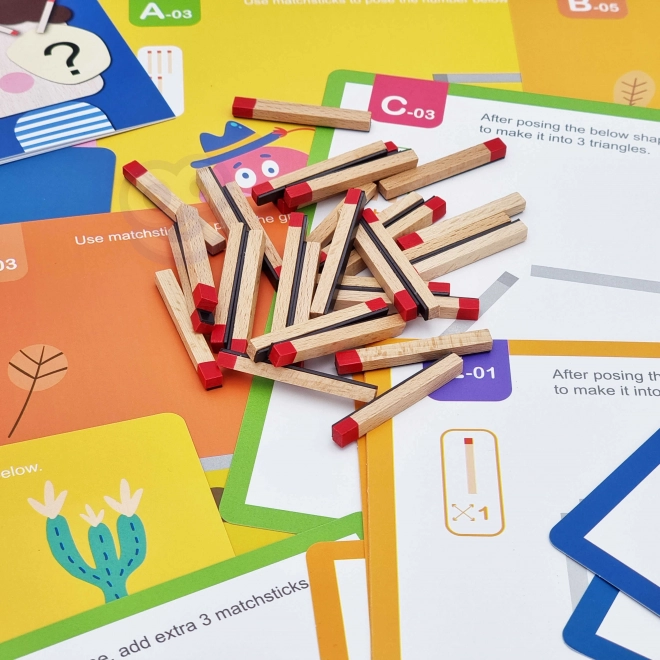 Dřevěná Montessori skládačka kreativní zápalky