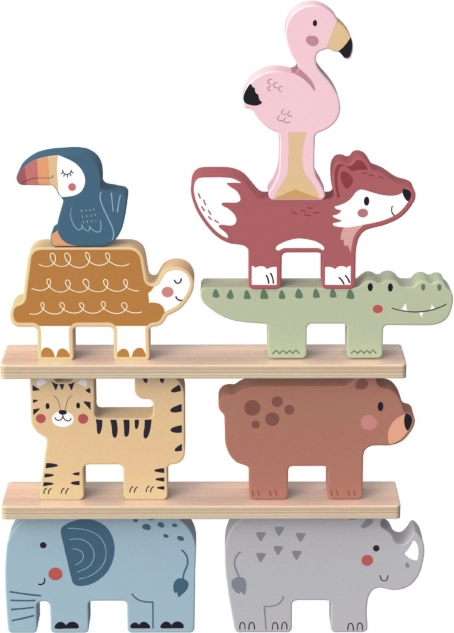 Dřevěné kostky zvířátka Montessori 9 ks od Tooky Toy