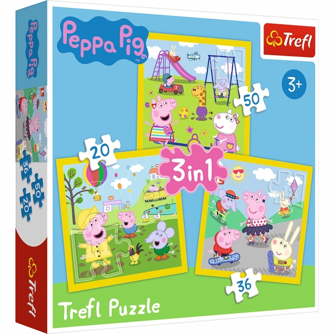 Puzzle 3v1 - Prasátko Peppa