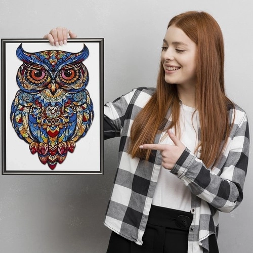 Dřevěné puzzle sova Kruzzel