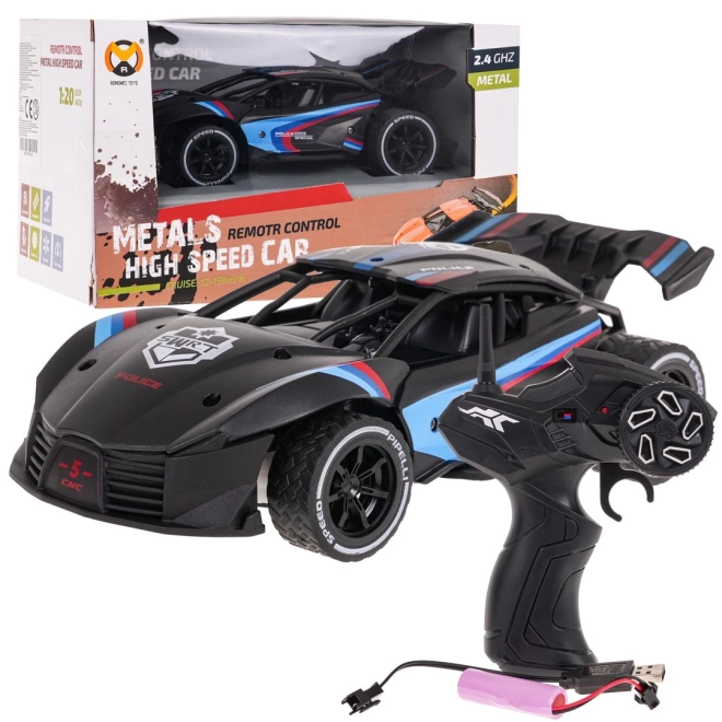 Rychlostní kovové auto 1:20 R/C – Černé