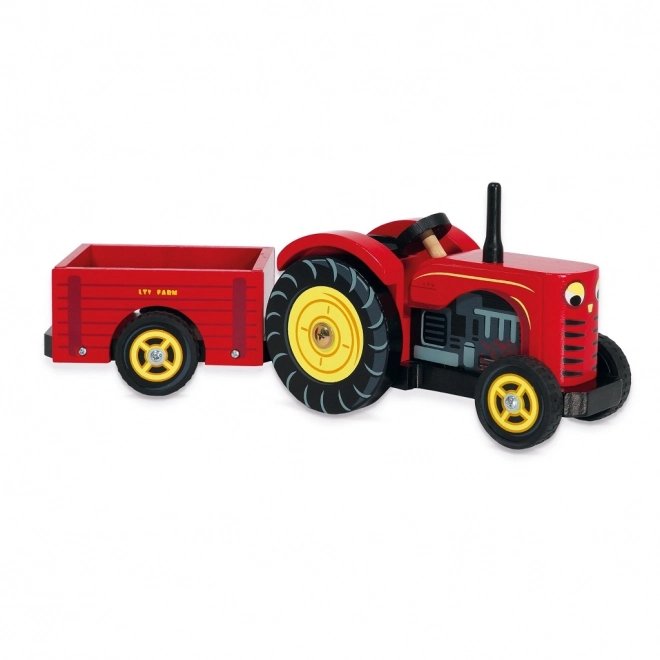 Le Toy Van červený traktor a přívěs