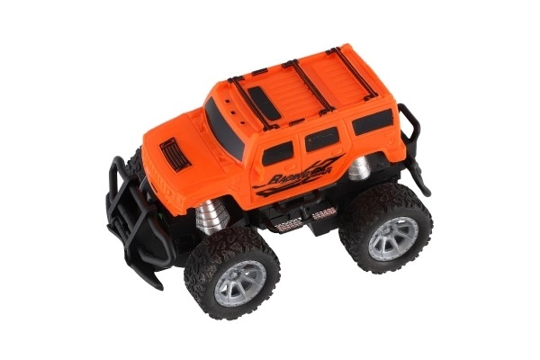 Avto RC mini tovornjak plast 12cm 27MHz na baterije s svetlobami v škatli 18x11,5x10cm – Oranžové