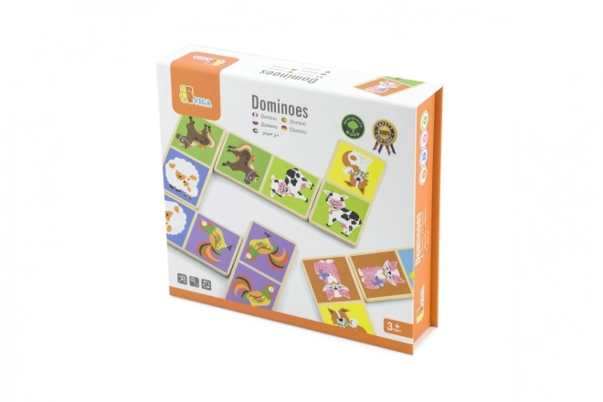 Viga Dřevěné domino Farma 28 kusů Montessori