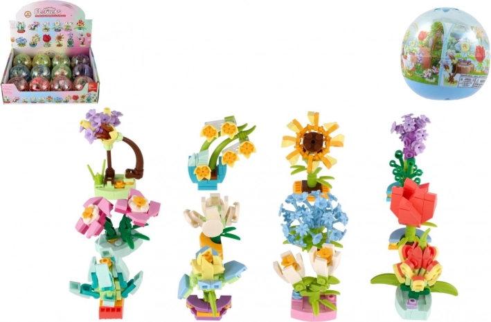 Stavebnice mini květiny v kapsli – kreativní plastové kvítky 6 cm, mix druhů