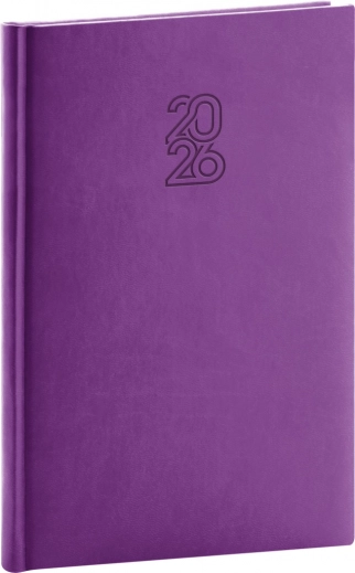 Týdenní diář NOTIQUE fialová 2026, 15 x 21 cm
