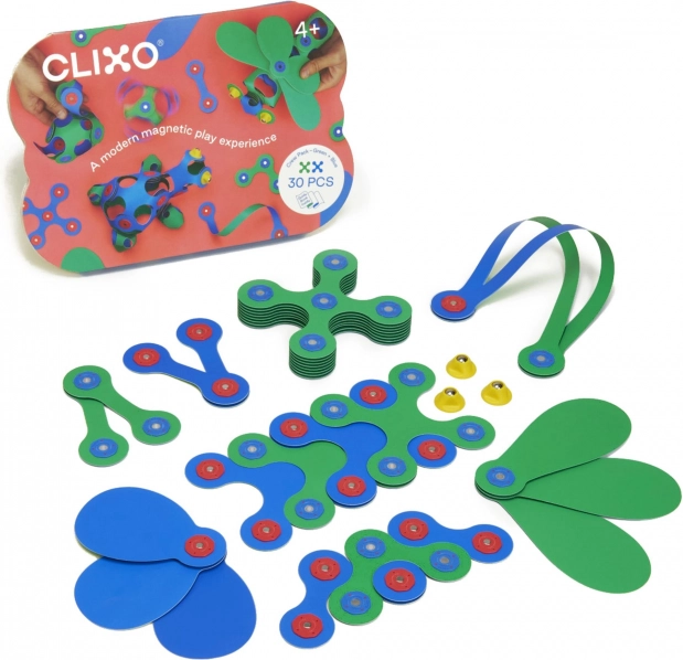Magnetické bloky Clixo Crew pack, zelená a modrá