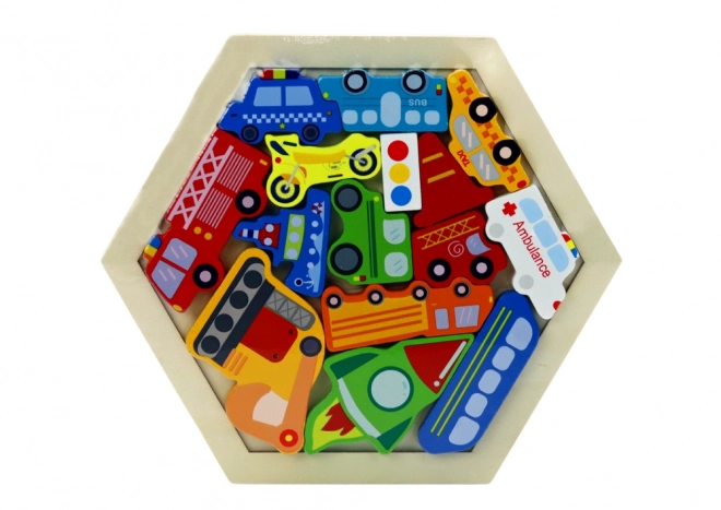 Dřevěné barevné puzzle raketa - 15 dílků