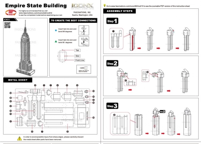3D kovový model Empire State Building METAL EARTH