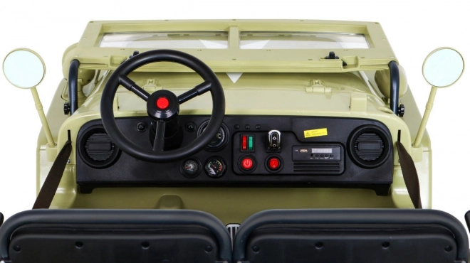 Retro vojenské auto pro děti s 4x4 pohonem, místem pro 3 a EVA kola