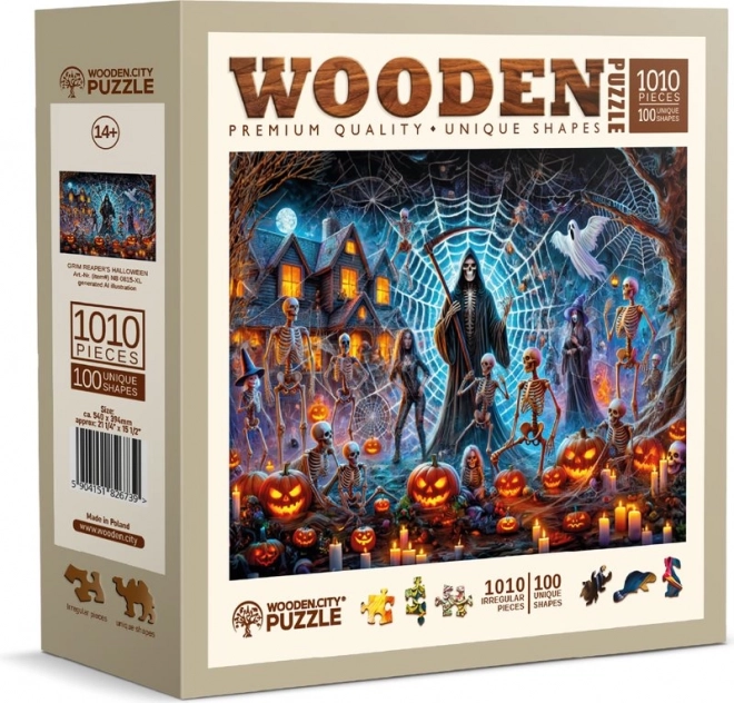 Dřevěné puzzle Halloweenský Pán smrti