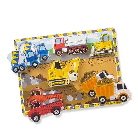 Melissa and Doug dřevěné puzzle 3D stavební vozidla