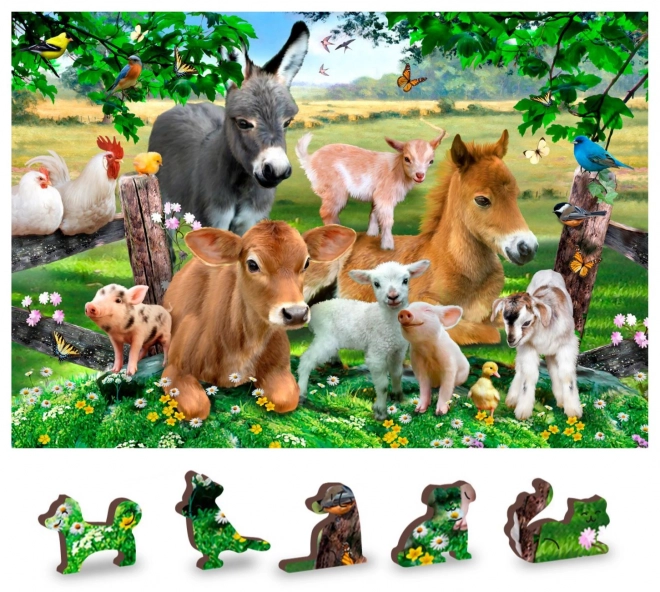 Dřevěné puzzle Školka na farmě