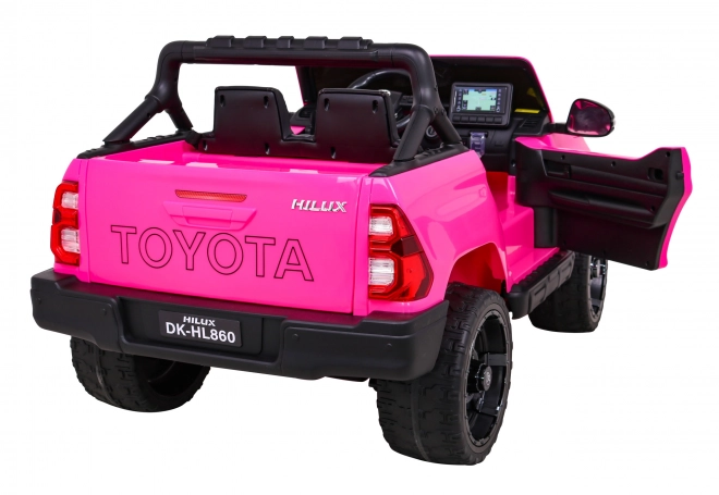 Toyota Hilux na baterie pro děti Růžová + pohon 4x4 + dálkové ovládání + 2 místa k sezení + rádio MP3 + LED