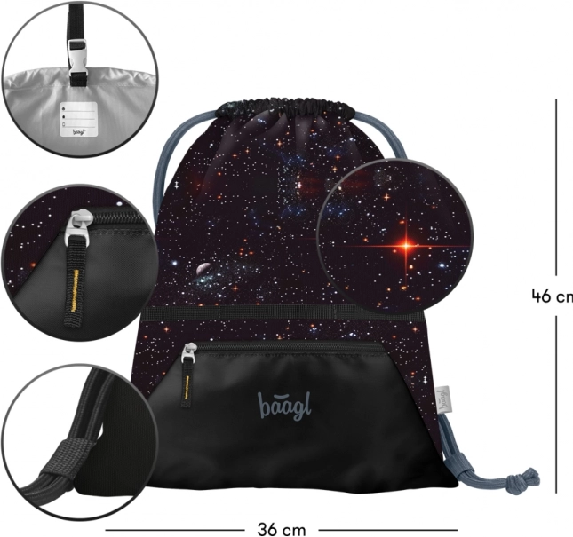 Školní set BAAGL: Zippy Plus Pixel Space - aktovka, penál, sáček