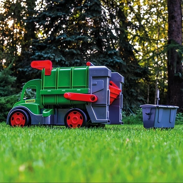 Wader funkční popelářský vůz 65 cm zelený set s kontejnerem plast