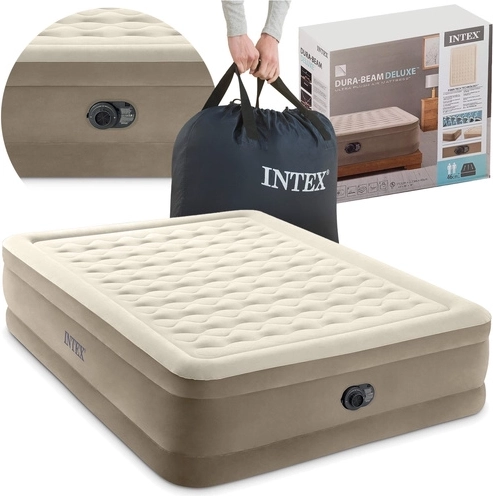 Nafukovací velurová postel s vestavěnou pumpou Intex 203 × 152 × 46 cm