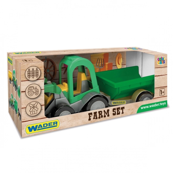 Traktor s nakladačem a přívěsem Wader