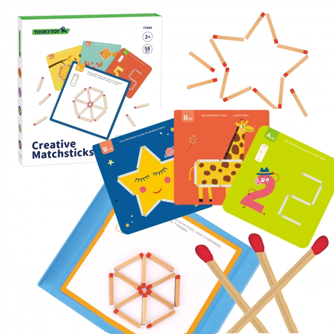 Dřevěná Montessori skládačka kreativní zápalky