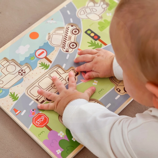 Dřevěné puzzle Montessori město